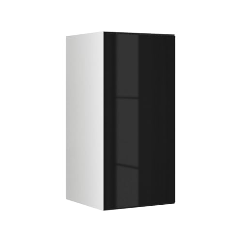 BMG MÖBEL Schranksystem Modul+ offen oder geschlossen Aufbewahrung individuell montierbar als Regal oder Schrankset Lowboard oder Sideboard wandhängend (Schwarz Hochglanz, 38 x 76 cm Tür) von BMG MÖBEL