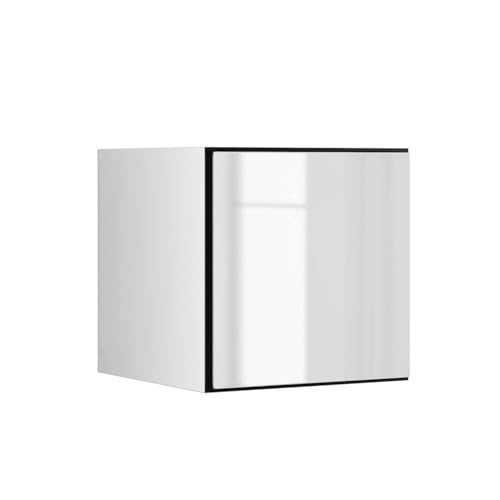 BMG MÖBEL Schranksystem Modul+ offen oder geschlossen Aufbewahrung individuell montierbar als Regal oder Schrankset Lowboard oder Sideboard wandhängend (Weiß Hochglanz, 38 x 38 cm Tür) von BMG MÖBEL