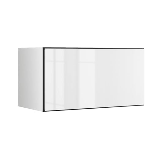 BMG MÖBEL Schranksystem Modul+ offen oder geschlossen Aufbewahrung individuell montierbar als Regal oder Schrankset Lowboard oder Sideboard wandhängend (Weiß Hochglanz, 38 x 76 cm Klappe) von BMG MÖBEL