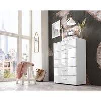 BMG Möbel Schubladen Kommode Sideboard Anrichte MARBELLA in Hochglanz weiß - Höhe 91cm, Breite 88cm, Tiefe 32cm - Weiß von BMG MÖBEL