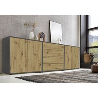 BMG Möbel Sideboard Mailand Set 5 (Schubladenkommode Kommode Anrichte, in anthrazit/Artisan), Push-to-open-Funktion - Grau von BMG MÖBEL