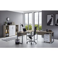 Büromöbel-Set, Office Edition Set 2.1, eiche/ weiß matt - natur - Bmg Möbel von BMG MÖBEL