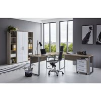 Büromöbel-Set, Office Edition Set 3.1, eiche/ weiß matt - natur - Bmg Möbel von BMG MÖBEL