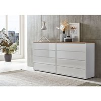 Bmg Möbel - Kommode Mailand Set 1 Artisan (in weiß-Oberboden Artisan Eiche/Hochglanz weiß), Schubladenkommode Anrichte Sideboard - Weiß von BMG MÖBEL