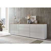 Bmg Möbel - Kommode Mailand Set 5 Artisan (in weiß-Oberboden Artisan Eiche/Hochglanz weiß), Schubladenkommode Anrichte Sideboard - Weiß von BMG MÖBEL