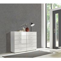 Bmg Möbel - Schubkastenkommode »Marbella Kommoden-Set 5« (Schubladenkommode Kommode Sideboard, 2x Schubkastenkommode), Fronten in weiß Hochglanz, von BMG MÖBEL