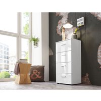 Schubladen Kommode Sideboard Anrichte marbella in Hochglanz weiß - Höhe 91cm, Breite 88cm, Tiefe 32cm … (4 Schubkästen 44 cm breit) - Weiß - Bmg Möbel von BMG MÖBEL