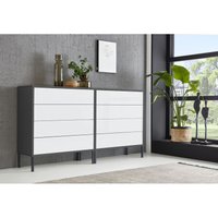 Sideboard Mailand Set 1, grifflos, Metallfüße, Anthrazit/ Weiß - Grau - Bmg Möbel von BMG MÖBEL