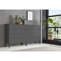 Sideboard Mailand Set 1, grifflos, Metallfüße, Anthrazit - Grau - Bmg Möbel von BMG MÖBEL