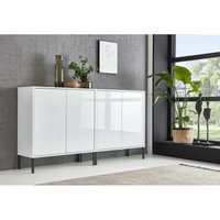 Sideboard Mailand Set 2, grifflos, Metallfüße, Weiß/ Weiß hochglanz - Weiß - Bmg Möbel von BMG MÖBEL