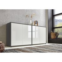 Sideboard Mailand Set 2 (Schubladenkommode Kommode Anrichte, in anthrazit/ weiß), Push-to-open-Funktion - Grau - Bmg Möbel von BMG MÖBEL