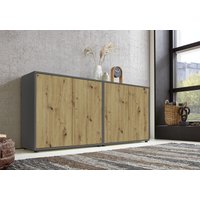 Sideboard Mailand Set 2 (Schubladenkommode Kommode Anrichte, in anthrazit/Artisan Eiche), Push-to-open-Funktion - Grau - Bmg Möbel von BMG MÖBEL