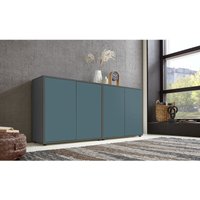 Sideboard Mailand Set 2 (Schubladenkommode Kommode Anrichte, in anthrazit/Petrol), Push-to-open-Funktion - Grau - Bmg Möbel von BMG MÖBEL