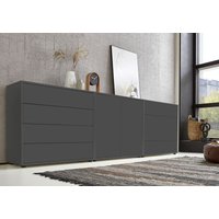 Bmg Möbel - Sideboard Mailand Set 4 (Schubladenkommode Kommode Anrichte, in anthrazit), Push-to-open-Funktion - Grau von BMG MÖBEL