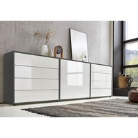 Bmg Möbel - Sideboard Mailand Set 4 (Schubladenkommode Kommode Anrichte, in anthrazit/weiß), Push-to-open-Funktion - Grau von BMG MÖBEL