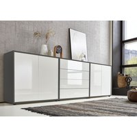 Sideboard Mailand Set 5 (Schubladenkommode Kommode Anrichte, in anthrazit/weiß), Push-to-open-Funktion - Grau - Bmg Möbel von BMG MÖBEL