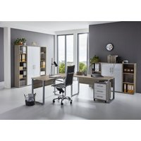 Büromöbel-Set, Office Edition Set 5, eiche sonoma/ weiß hochglanz - natur - Bmg Möbel von BMG MÖBEL