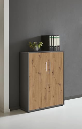 Aktenschrank in Anthrazit Artisan Eiche Office Edition abschließbar als Einzelschrank oder Schrankwand Verschiedene Ausführungen (Aktenschrank 3 OH) von BMG Möbel
