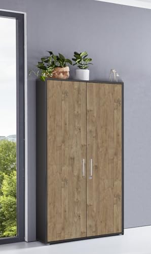 Aktenschrank in Anthrazit Artisan Eiche Office Edition abschließbar als Einzelschrank oder Schrankwand Verschiedene Ausführungen (Aktenschrank 5 OH) von BMG Möbel