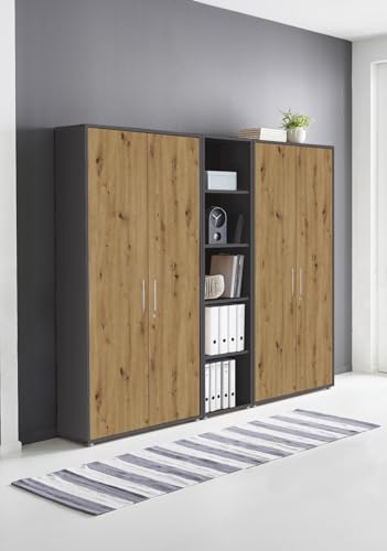 Aktenschrank in Anthrazit Artisan Eiche Office Edition abschließbar als Einzelschrank oder Schrankwand Verschiedene Ausführungen (Set10) von BMG Möbel