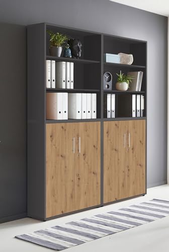 Aktenschrank in Anthrazit Artisan Eiche Office Edition abschließbar als Einzelschrank oder Schrankwand Verschiedene Ausführungen (Set11) von BMG Möbel