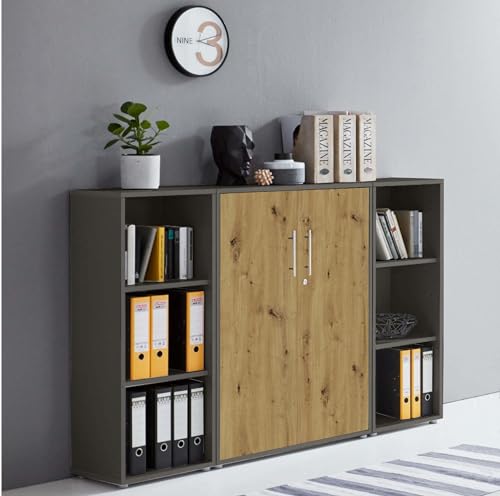 Aktenschrank in Anthrazit Artisan Eiche Office Edition abschließbar als Einzelschrank oder Schrankwand Verschiedene Ausführungen (Set2) von BMG Möbel