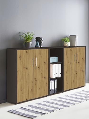 Aktenschrank in Anthrazit Artisan Eiche Office Edition abschließbar als Einzelschrank oder Schrankwand Verschiedene Ausführungen (Set8) von BMG Möbel