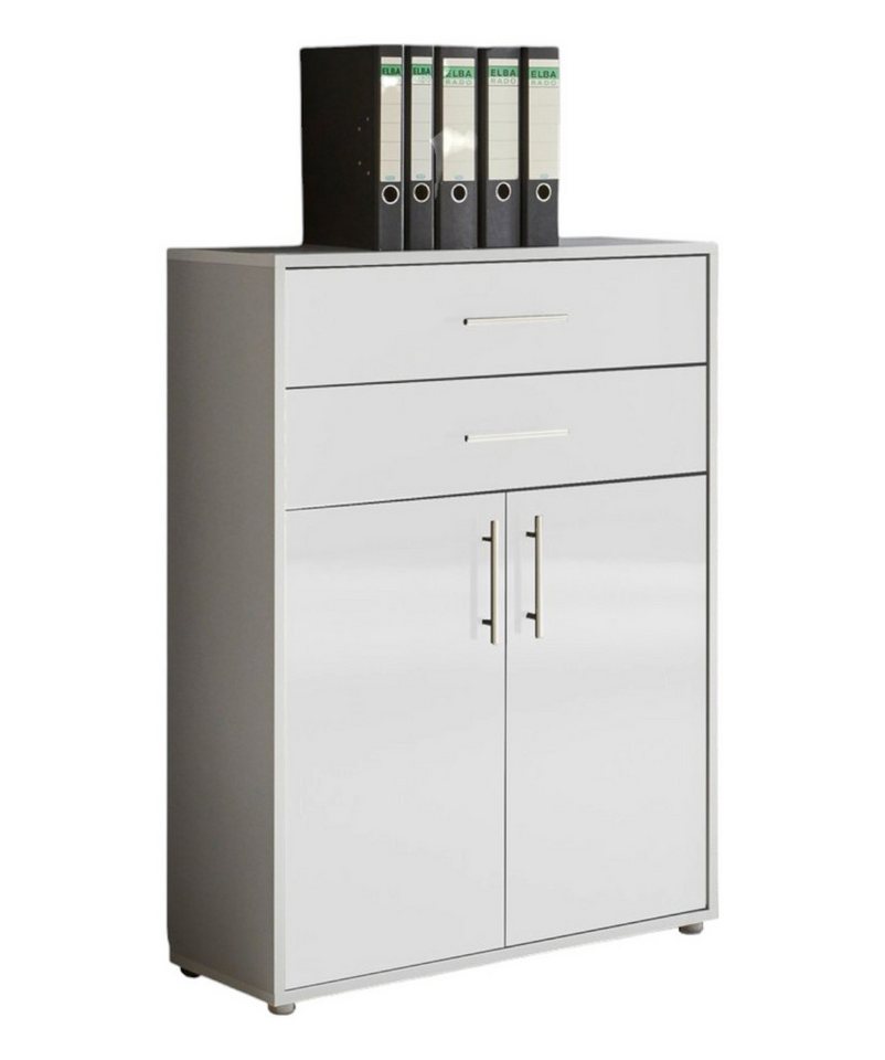 BMG Möbel Aktenschrank BMG Möbel Schubkasten Schrank, 2 Türen in 11 verschiedenen Farben (Set 17, Büroschrank mit Metallgriffen) Made in Germany von BMG Möbel