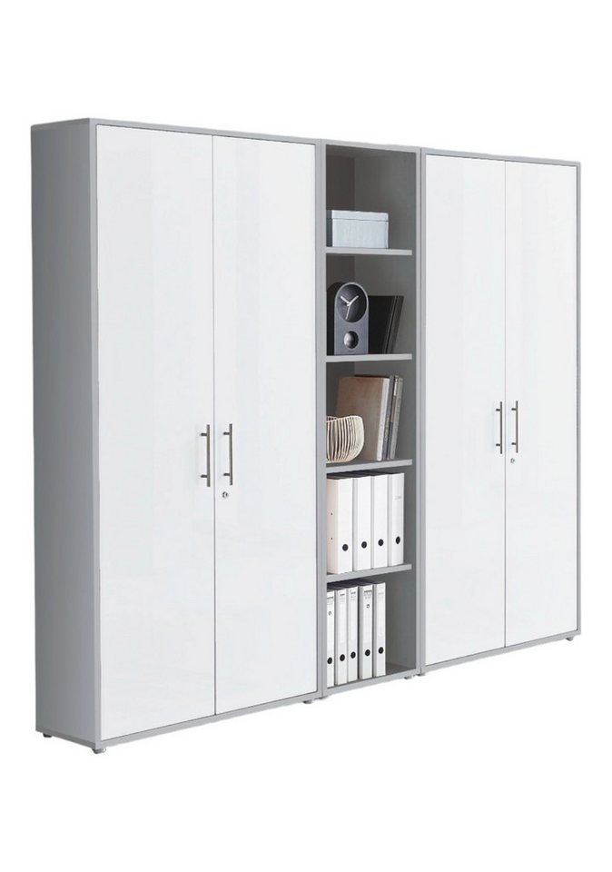 BMG Möbel Aktenschrank Büromöbel Office Edition 10 (Aktenschrank Regal Set, besteht aus 2x Aktenschrank und 1x Regal) mit viel Stauraum, abschließbar von BMG Möbel