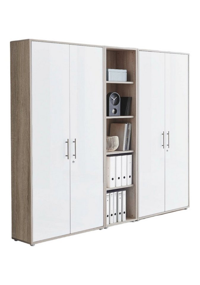 BMG Möbel Aktenschrank Büromöbel Office Edition 10 (Aktenschrank Regal Set, besteht aus 2x Aktenschrank und 1x Regal) mit viel Stauraum, abschließbar von BMG Möbel