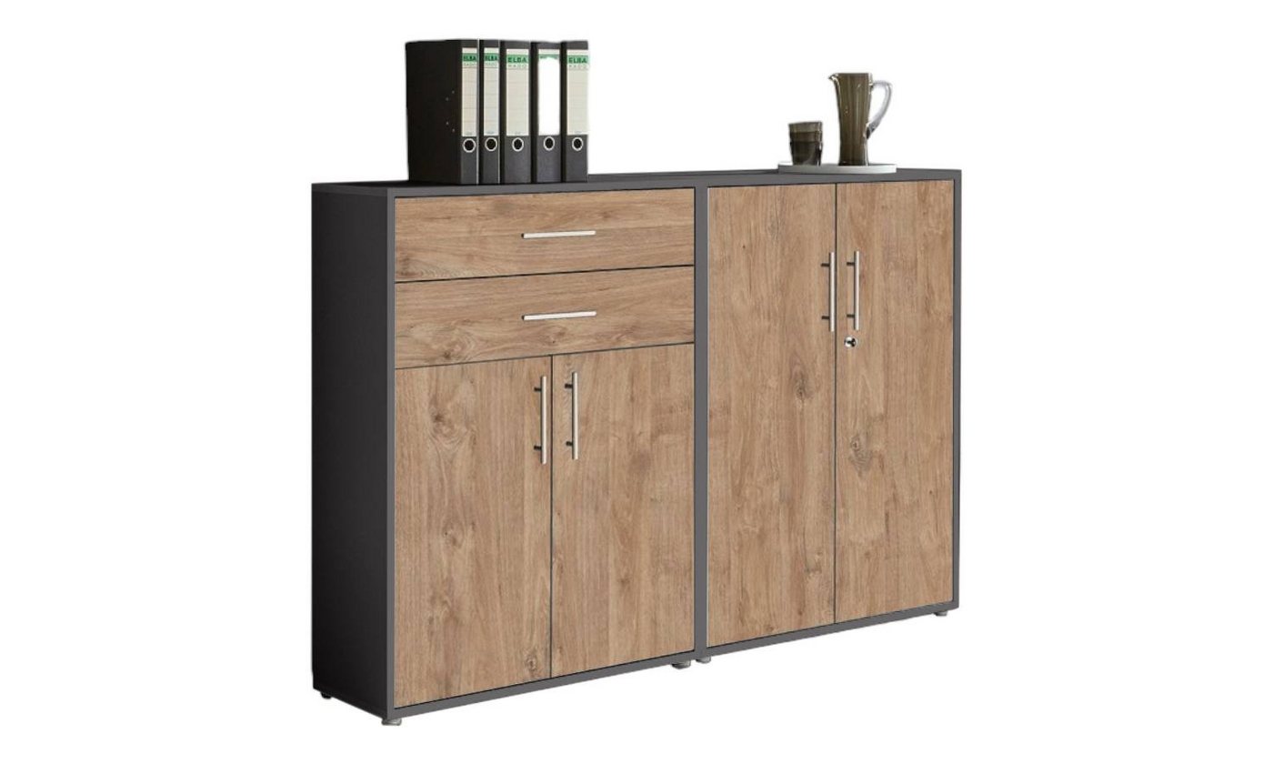 BMG Möbel Aktenschrank Office Edition Set 12 (Set 12, Büroschrank abschließbar mit Metallgriffen) abschließbarer Aktenschrank mit Schubkastenschrank, Made in Germany von BMG Möbel