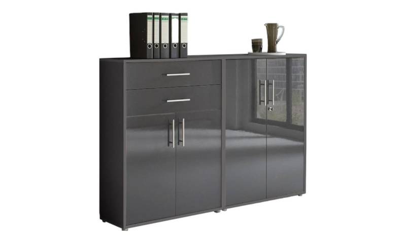 BMG Möbel Aktenschrank Office Edition Set 12 (Set 12, Büroschrank abschließbar mit Metallgriffen) abschließbarer Aktenschrank mit Schubkastenschrank, Made in Germany von BMG Möbel