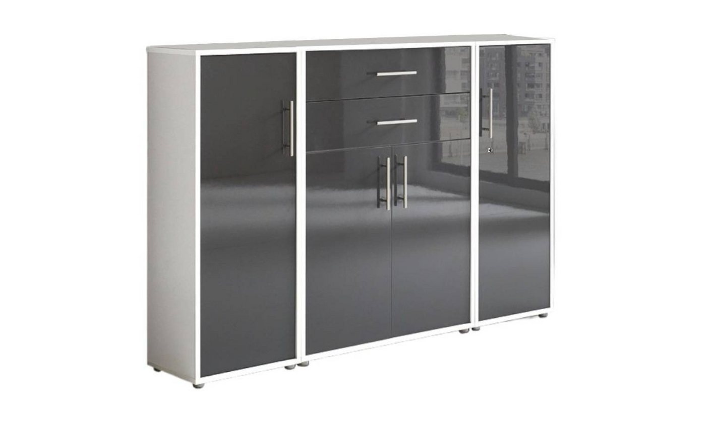 BMG Möbel Aktenschrank Tabor (Set 16, Büroschrank mit Metallgriffen) rechte Tür abschließbar, Made in Germany von BMG Möbel