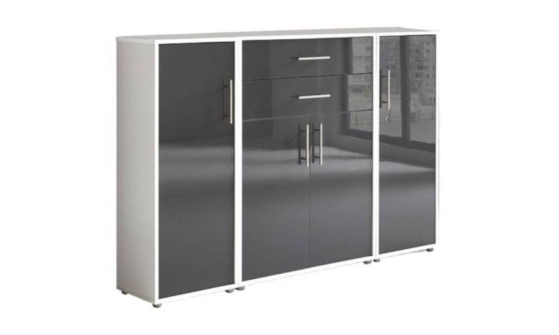 BMG Möbel Aktenschrank Tabor (Set 16, Büroschrank mit Metallgriffen) rechte Tür abschließbar, Made in Germany von BMG Möbel