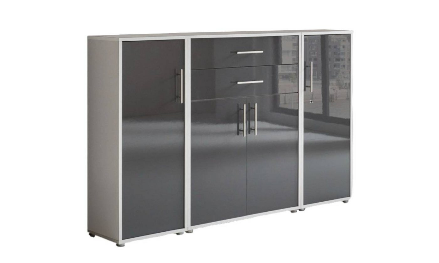 BMG Möbel Aktenschrank Tabor (Set 16, Büroschrank mit Metallgriffen) rechte Tür abschließbar, Made in Germany von BMG Möbel