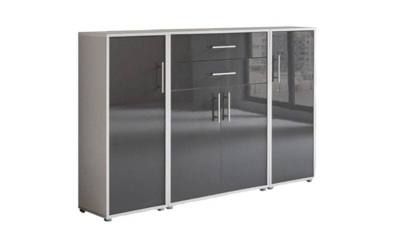 BMG Möbel Aktenschrank Tabor (Set 16, Büroschrank mit Metallgriffen) rechte Tür abschließbar, Made in Germany von BMG Möbel
