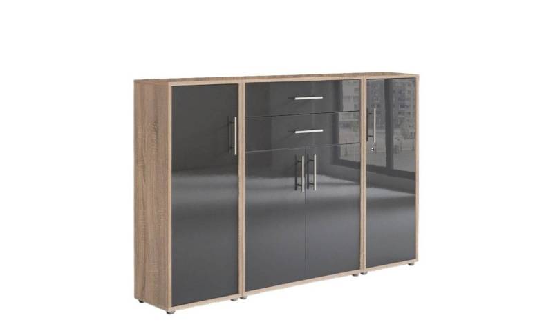 BMG Möbel Aktenschrank Tabor (Set 16, Büroschrank mit Metallgriffen) rechte Tür abschließbar, Made in Germany von BMG Möbel