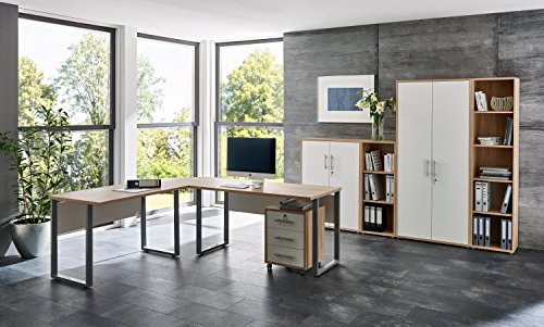 BMG Möbel Büromöbel Arbeitszimmer Office Star Set 4 in Sonoma Eiche/Weiß Made in Germany von BMG Möbel