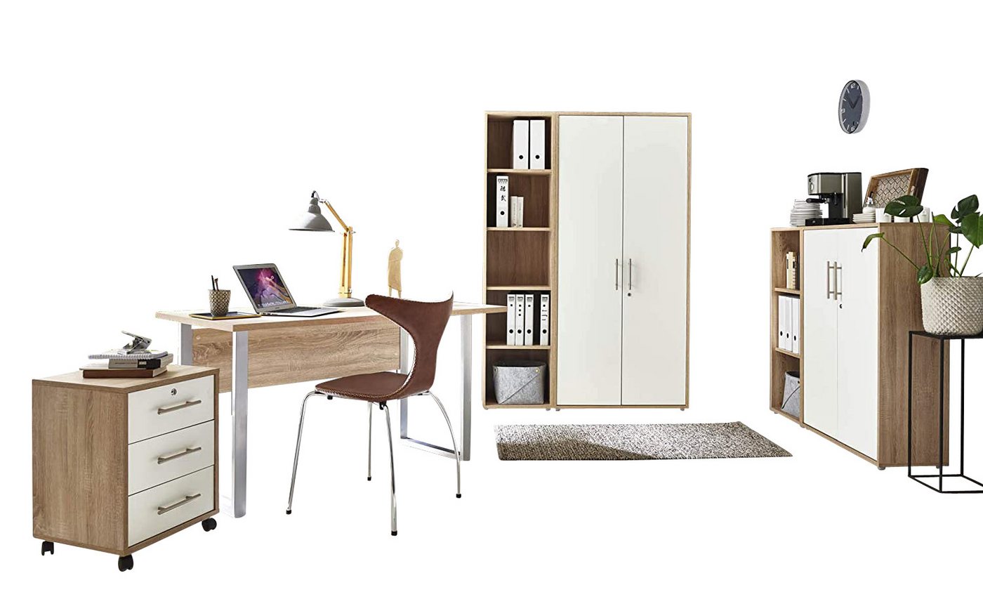 BMG Möbel Büromöbel-Set Office Edition Mini Set 4, Büromöbel komplett Set Arbeitszimmer Homeoffice inkl. Rollcontainer BMG Möbel Büromöbel-Set Office Edition Mini Set 4, Büromöbel komplett Set Arbeitszimmer Homeoffice inkl. Rollcontainer von BMG Möbel