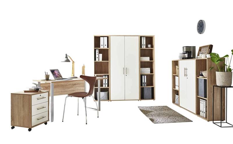 BMG Möbel Büromöbel-Set Office Edition Mini Set 5, Büromöbel komplett Set Arbeitszimmer Homeoffice inkl. Rollcontainer von BMG Möbel
