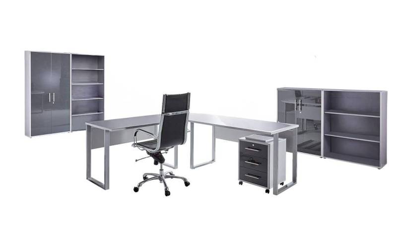 BMG Möbel Büromöbel-Set Office Edition Set 1, (Büro Sparset, 6-tlg), Schränke abschließbar, Regale mit verstellbaren Einlegeböden von BMG Möbel