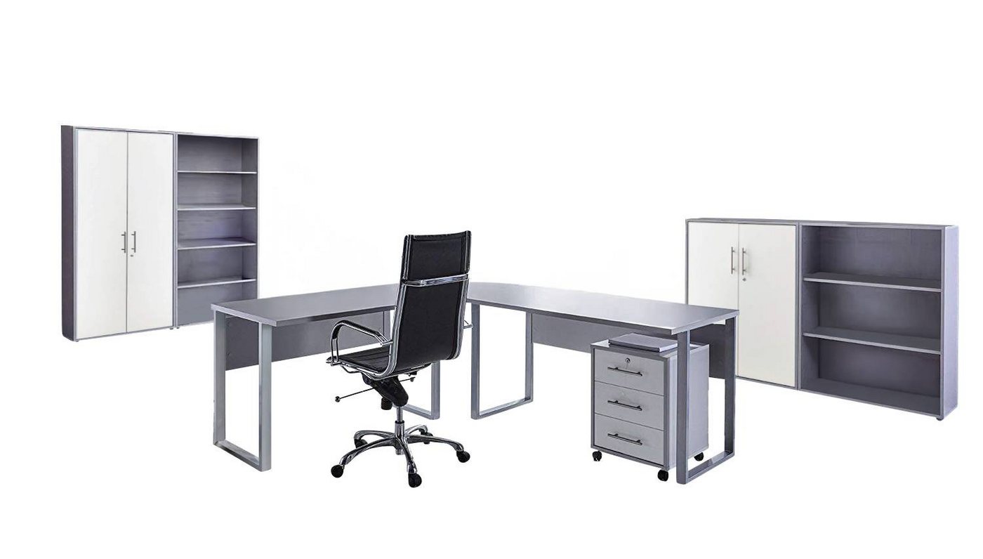 BMG Möbel Büromöbel-Set Office Edition Set 1, (Büro Sparset, 6-tlg), Schränke abschließbar, Regale mit verstellbaren Einlegeböden von BMG Möbel