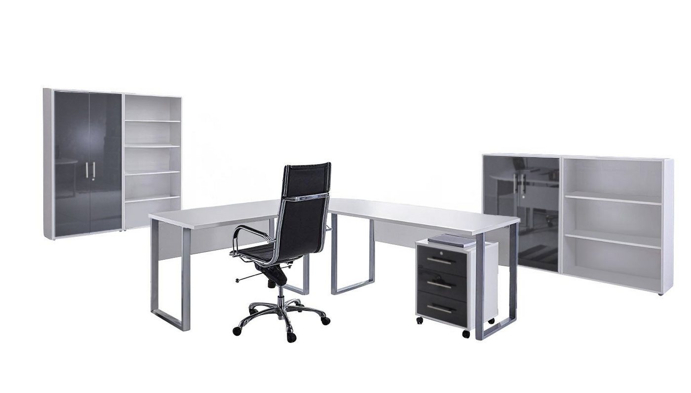 BMG Möbel Büromöbel-Set Office Edition Set 1, (Büro Sparset, 6-tlg), Schränke abschließbar, Regale mit verstellbaren Einlegeböden von BMG Möbel