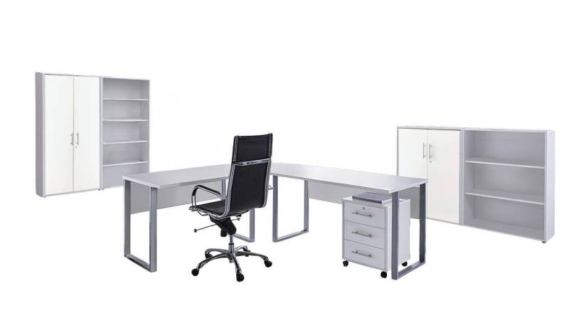BMG Möbel Büromöbel-Set Office Edition Set 1, (Büro Sparset, 6-tlg), Schränke abschließbar, Regale mit verstellbaren Einlegeböden von BMG Möbel