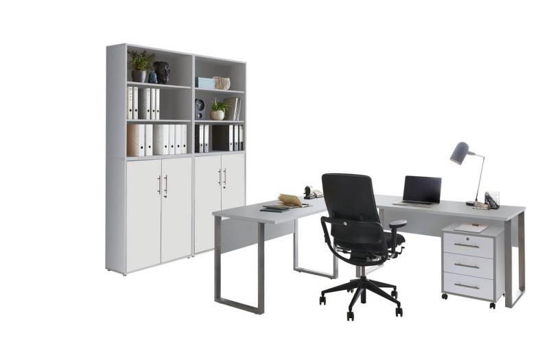 BMG Möbel Büromöbel-Set Office Edition Set 11, (Komplett-Set, 6-tlg), mit Winkelschreibtisch und abschließbaren Aktenschränken von BMG Möbel