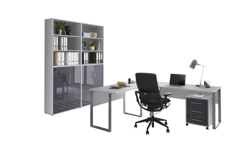 BMG Möbel Büromöbel-Set Office Edition Set 11, (Komplett-Set, 6-tlg), mit Winkelschreibtisch und abschließbaren Aktenschränken von BMG Möbel