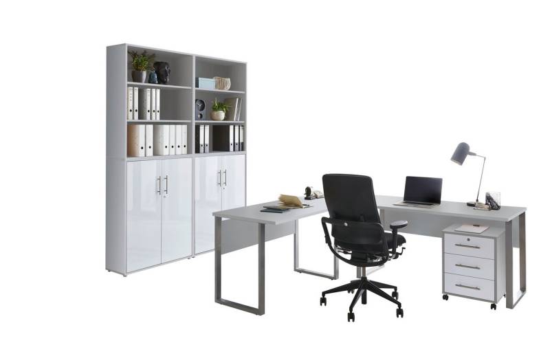 BMG Möbel Büromöbel-Set Office Edition Set 11, (Komplett-Set, 6-tlg), mit Winkelschreibtisch und abschließbaren Aktenschränken von BMG Möbel