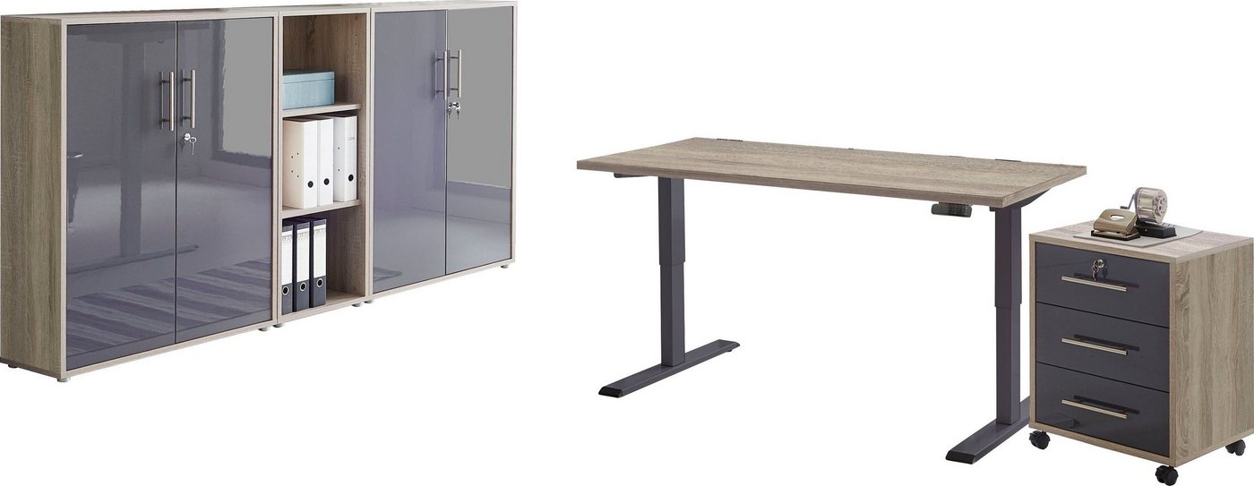 BMG Möbel Büromöbel-Set Tabor, (Set, 5-St), mit elektrisch höhenverstellbarem Schreibtisch von BMG Möbel