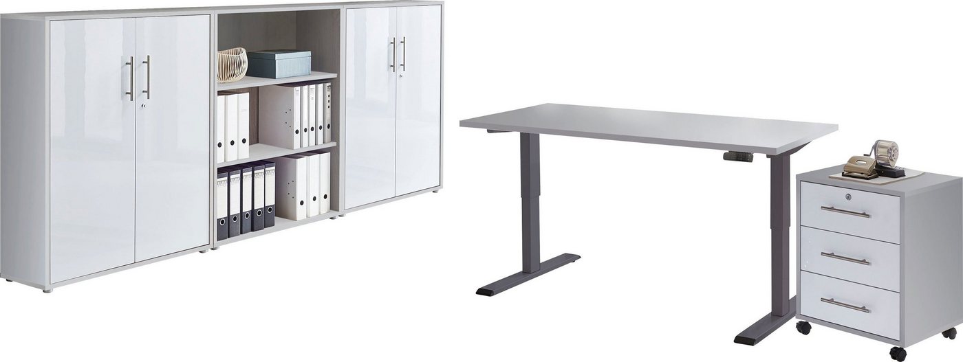 BMG Möbel Büromöbel-Set Tabor, (Set, 5-St), mit elektrisch höhenverstellbarem Schreibtisch von BMG Möbel