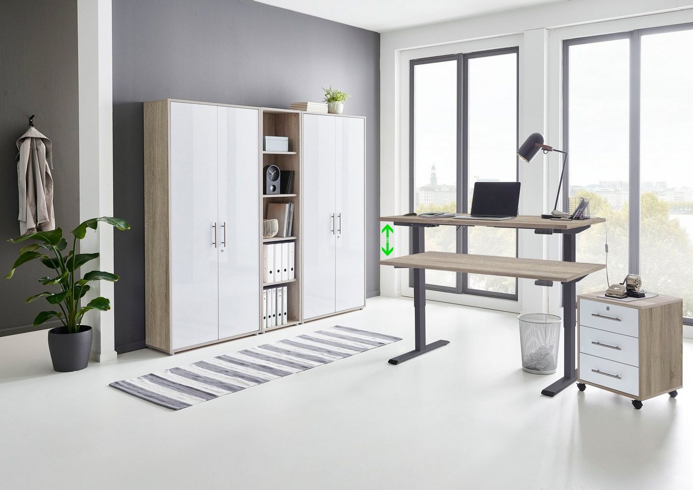 BMG Möbel Büromöbel-Set Tabor, (Set, 5-tlg), mit elektrisch höhenverstellbarem Schreibtisch von BMG Möbel